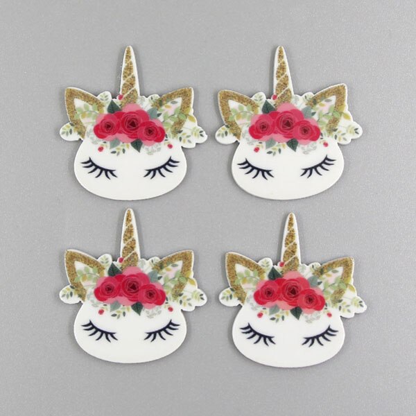 10 st/lot harts hästhuvud cabochons för pilbågar tecknad horned häst harts platt rygg hantverk gör-det-själv-håraccessoarer/kylskåp klistermärke: 10