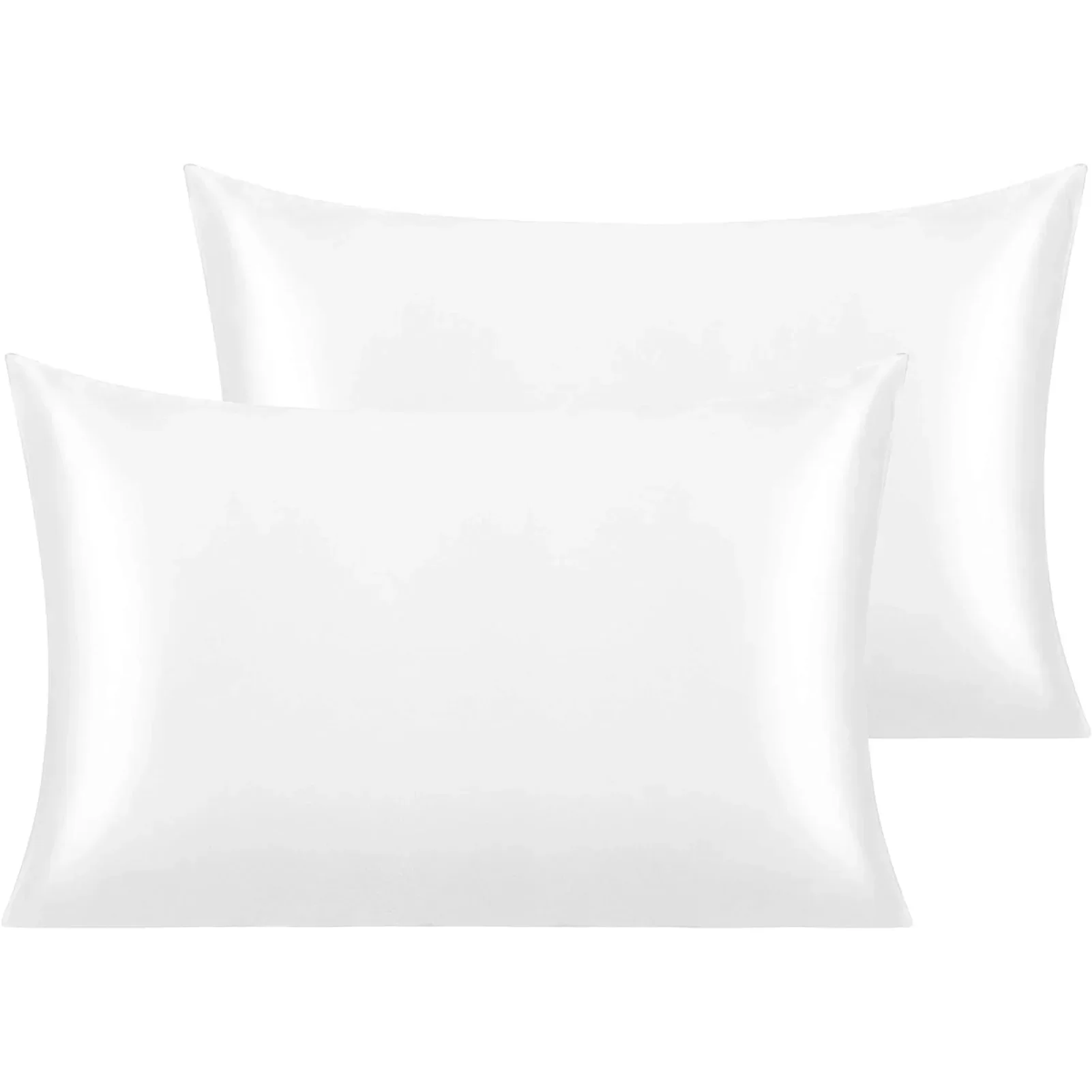 2-pack satijnen kussensloop voor haar en huid Superzacht en verkoelend vergelijkbaar met zijden kussenslopen met envelopsluiting Huishoudtextiel: 400*400mm / WHITE