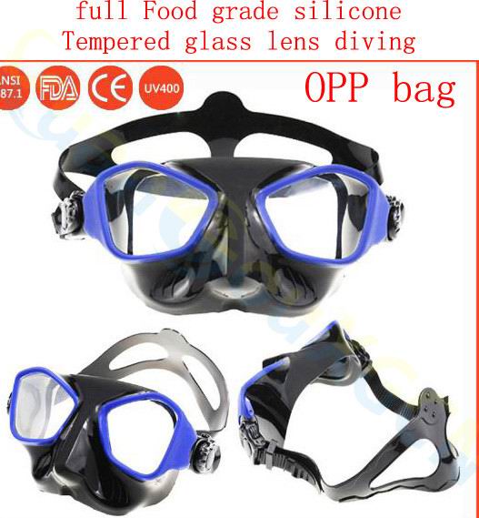 alien adult scuba Diving equipment set silicone full dry Snorkel +diving mask +PP box swimming Goggles glasses Breathing Tube: Diving Masks blue