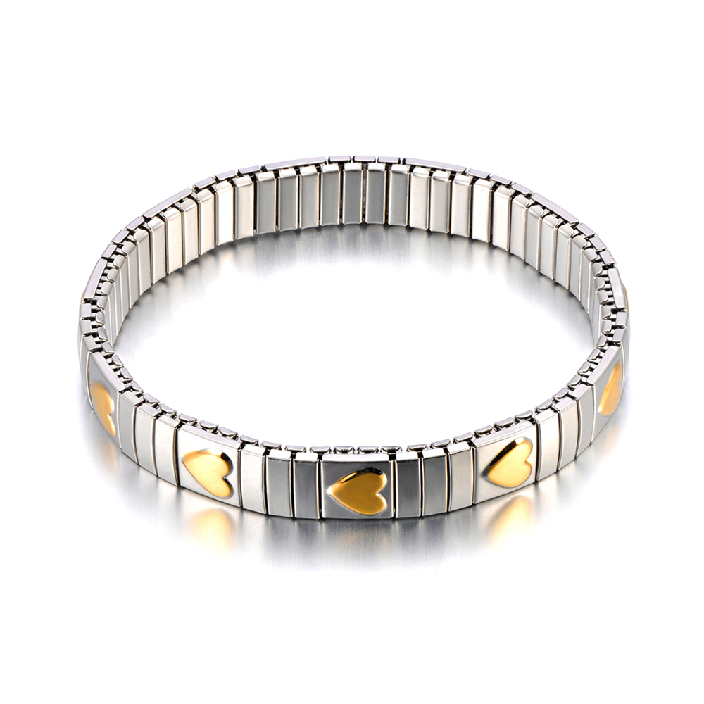 Lokaer 316L Edelstahl CZ Kristall Elastizität Kette Armbänder Für Frauen Echt Vergoldet modisch Wasserdicht Schmuck B23138: dunkel Gold