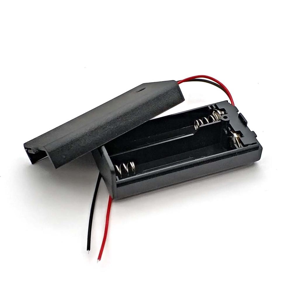 2AA 3V Black Battery Holder Connector Storage Case Box ON/OFF Switch With Lead Wire lightweight