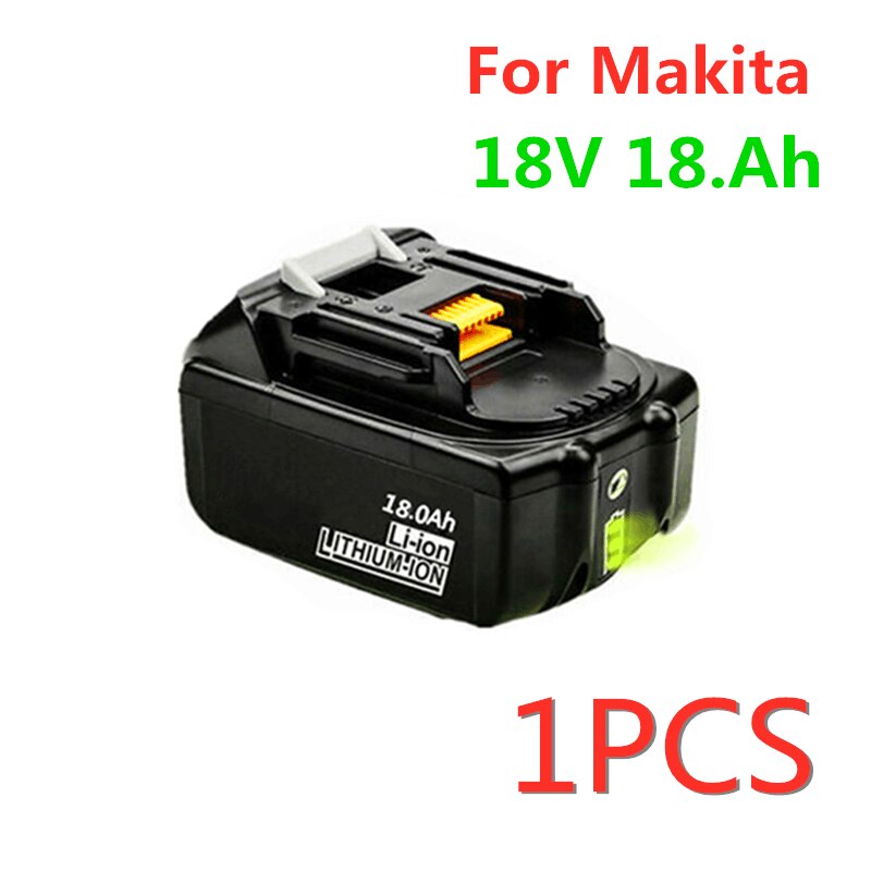 Original 18 v 18ah batteri 18000 mah li-ion batteri ersättningsbatteri för makita  bl1880 bl1860 bl1830 batteri +3a laddare: Guld-