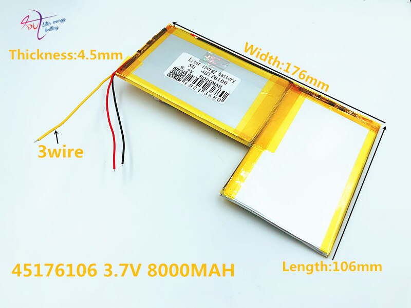 3 -zeilen 3.7v lithium-polymer-akku mit 8000 4570106*2 und schutzplatine für liter-energie-batterie