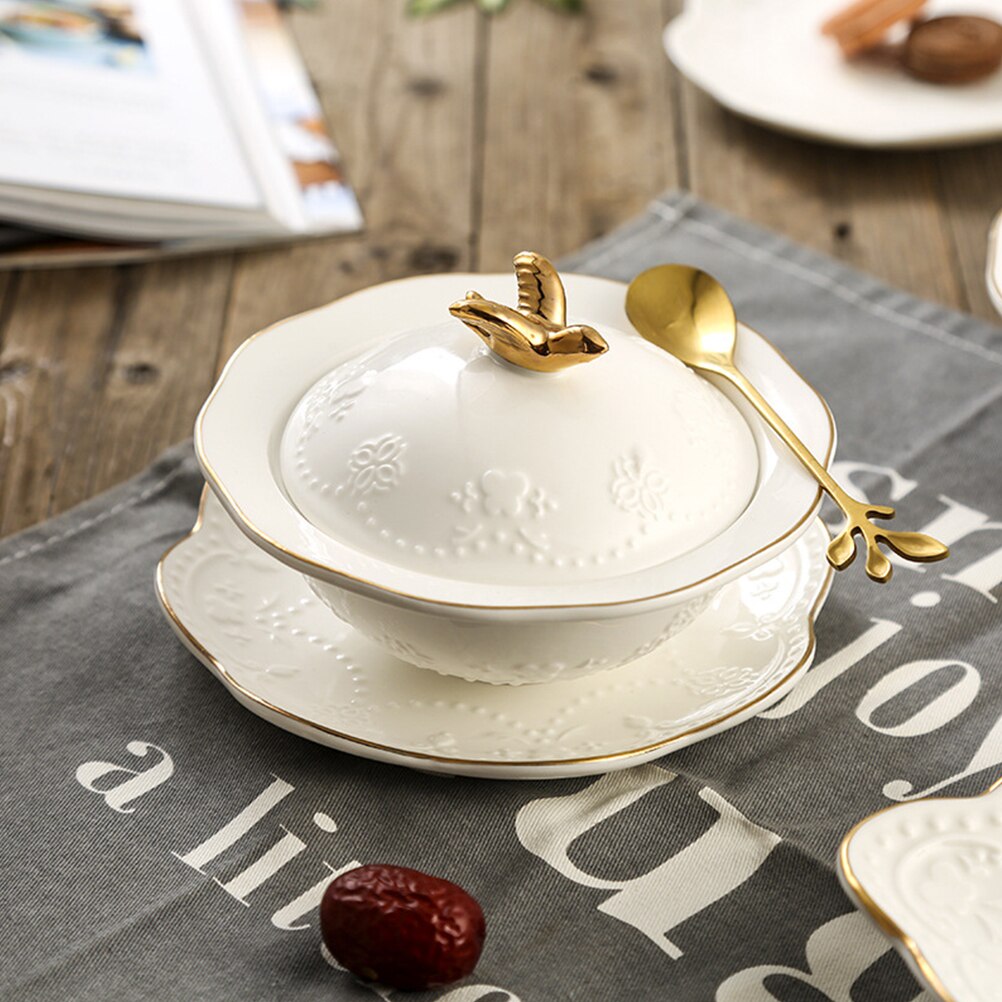Ceramic Steamed Egg Bowl Soup Serving Bowl Oatmeal Storage Holder Ceramic Container