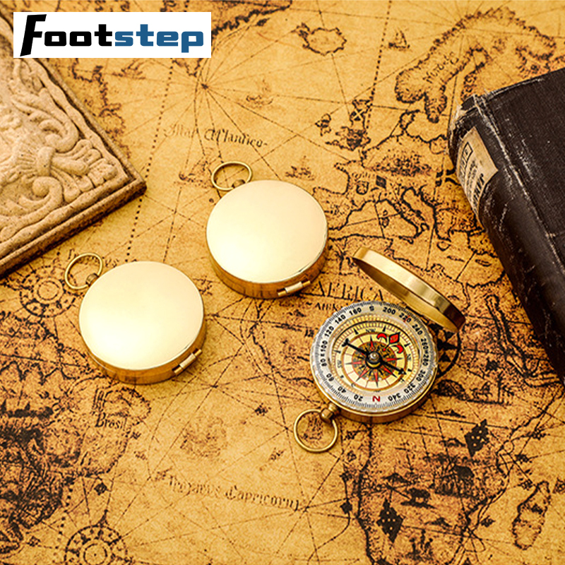 Camping Hiking Pocket Brass Golden Compass Portable Compass Navigation for Outdoor Activities