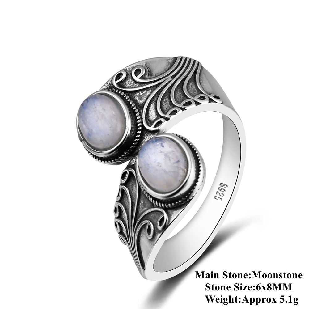 925 sterling silver natural moonstone rings for men and women, creative elegant jewelry, party birthday accessories