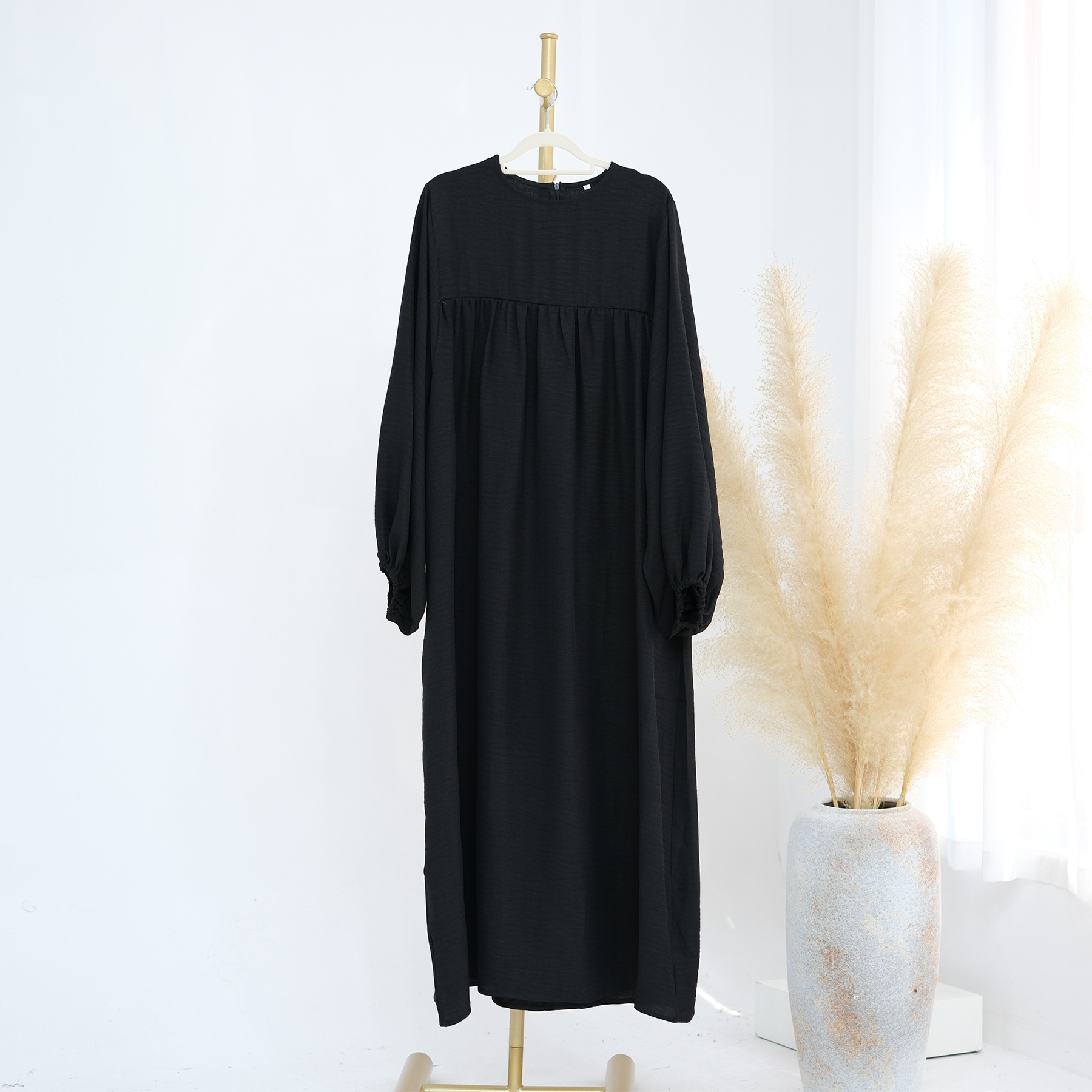 Abaya-Robe de luxe pour femmes musulmanes, vêtements d'allaitement, Kebaya, Kaftan, Maroc, Turquie, Dubaï, Eid Ramadan: L / Black