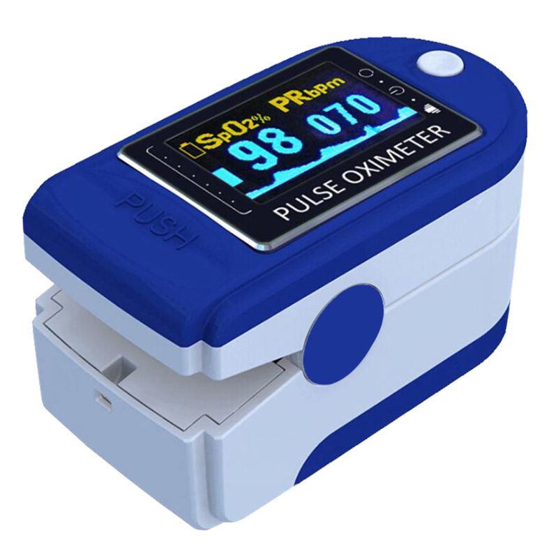 Pulsoximeter, iltmætningsmonitor spo 2 fingerspids pulsoximeter voksen og barn med rundstrålet oled-skærm: Blå