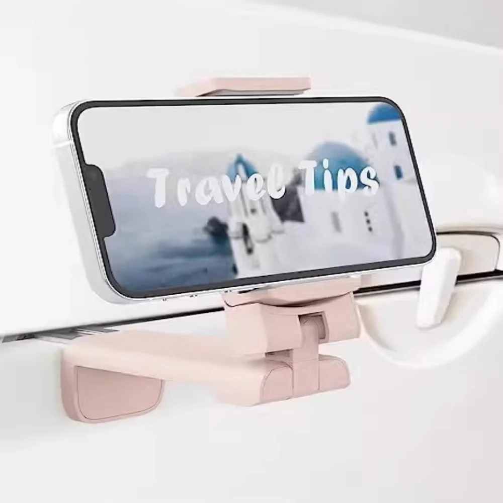 Justerbart telefonstativ fly mobiltelefonholder til reise selfie roterende skrivebordsklemme bærbar sammenleggbar krok universalfeste: Oransje