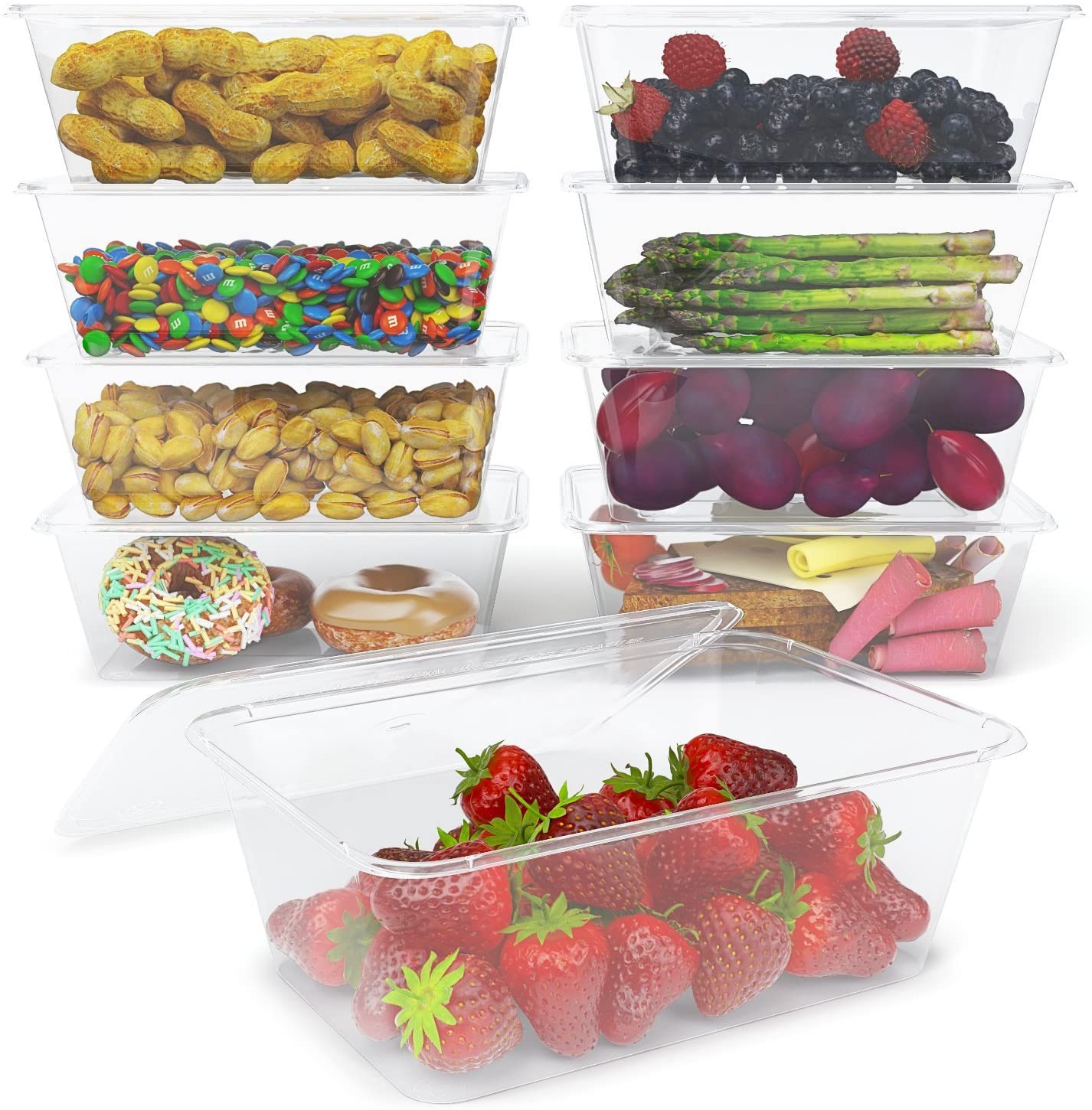 50Sets Microwavable Maaltijd Prep Containers Met Deksels Clear,Plastic Deli Voedsel Containers Rechthoekige Keuken Opslag Container