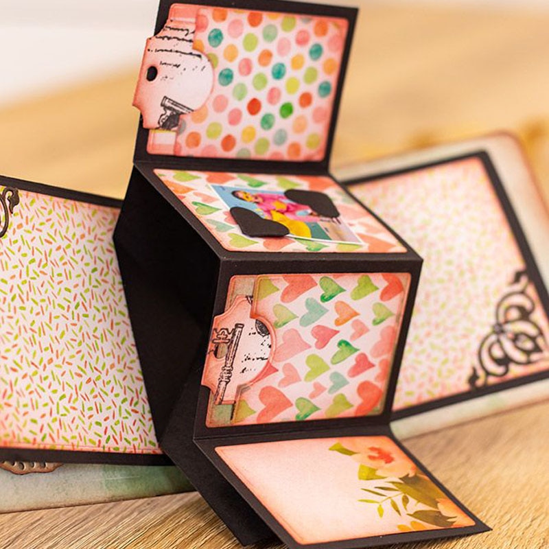 Mini tasku kehykset albumit vesiputous kortit välilehdet sivut metallin leikkaus kuolee diy scrapbooking käsityö paperikortteja