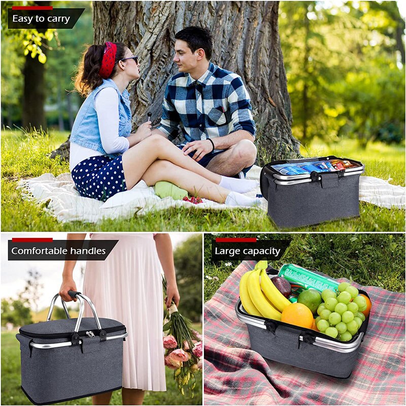 Vouwen Picknick Draagbare Ijs Mand Grote Capaciteit Isolatie Picknick Zak Fruit Warmte Isolatie Warmte Rame Waterdichte Voering Gezondheid