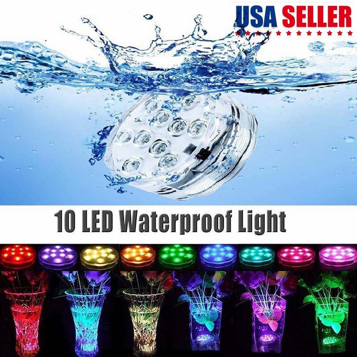 10LED Zwembad Verlichting Met Afstandsbediening 16 Verschillende Statische Kleuren Geschikt Voor Aquarium Vaas Base Vijver Garden Party Decor