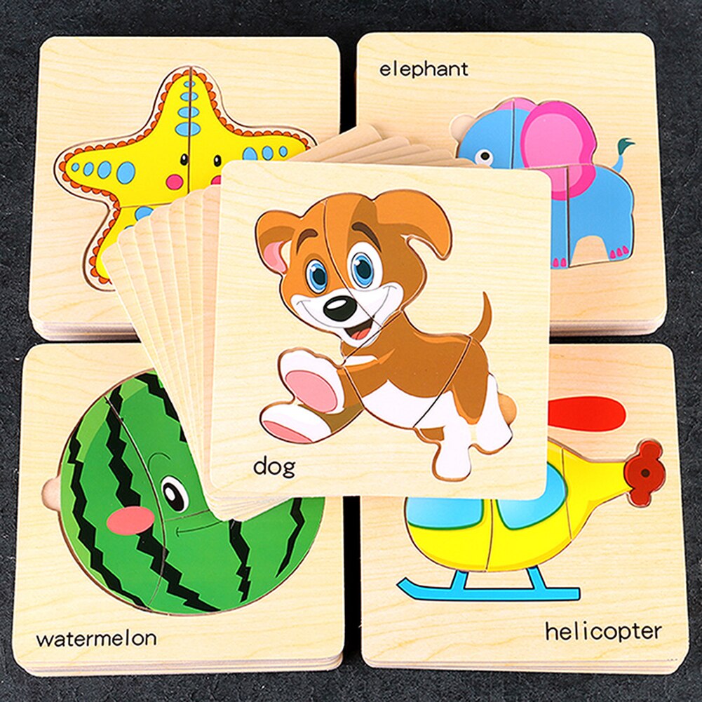 8 stuks Baby Puzzel Speelgoed Houten Cartoon Fruit Puzzel Puzzel Board Leren Baby Onderwijs Speelgoed Kleur cognitieve vermogen