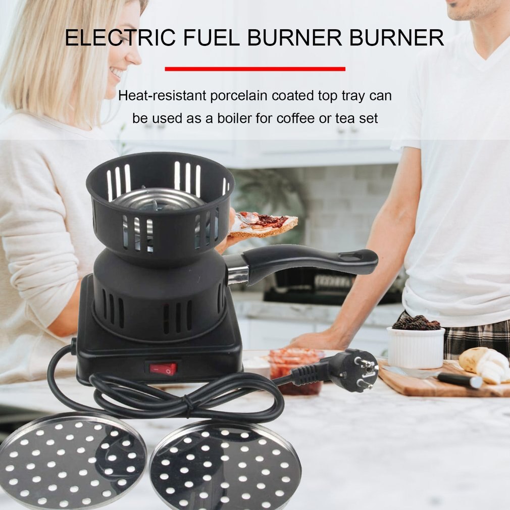 650W Metal Electric Charcoal Burner Including Removable Tray + Tongs Thickened Charcoal Stove for Household Use Heater