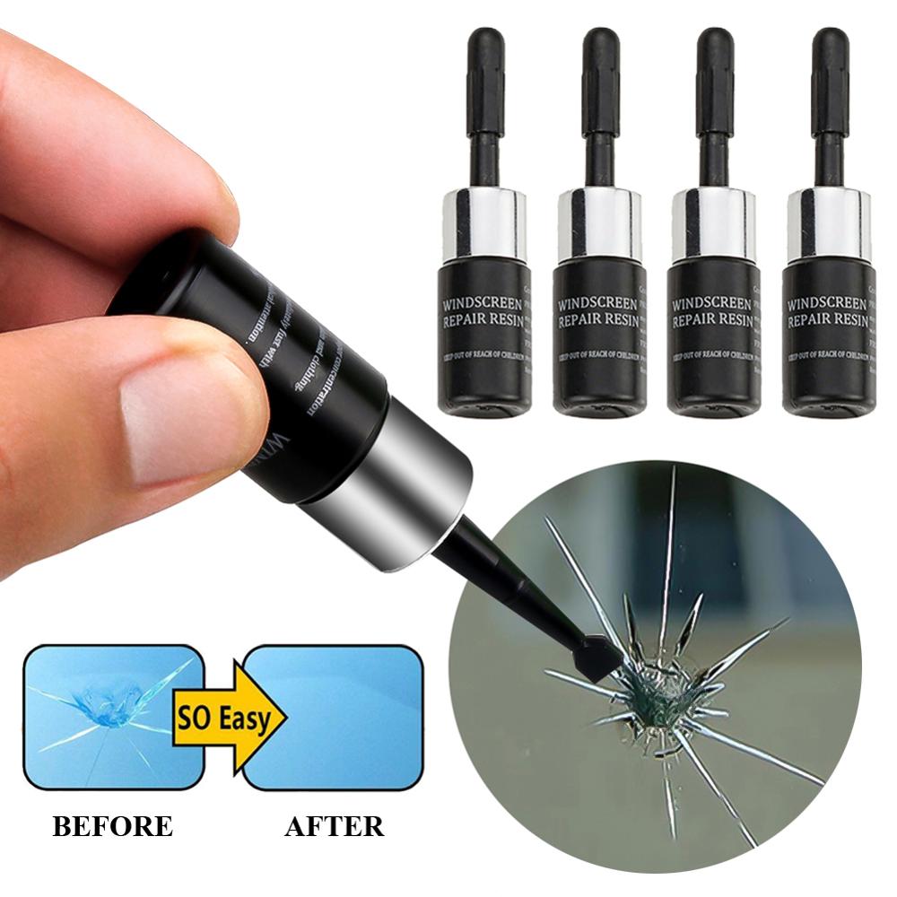 Car Windshield Repair Fluid Windscreen Glass Scratch Crack Restore Window Screen Resin+Blade+Strips