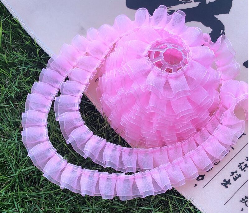 Sprzedam przez podwórze, 8 kolorów dostępnych, podwójna warstwa organzy zakładka wykończenia sukni ślubnej, suknia balowa, lalka # PT2020002: różowy