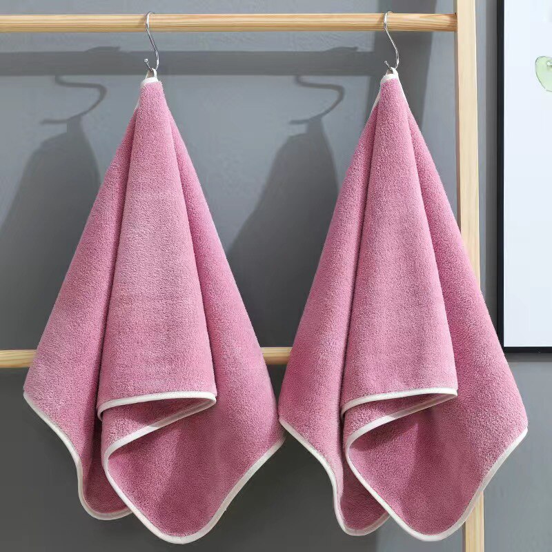 2 Pcs Soft Face Towels Pure Color Adult Face Towels High-density Coral Velvet Bathroom Bathing Absorbent Towel Bathroom Supply
