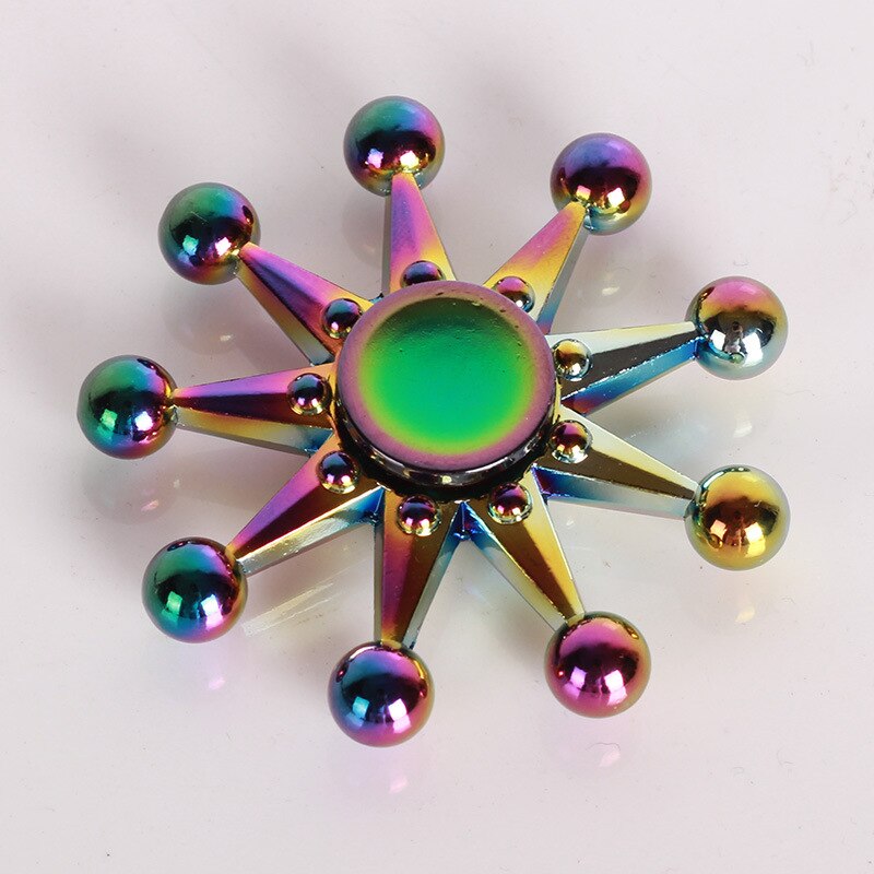 Multicolor Fidget Spinner Metal Alloy Smooth Hand Spinner Adult Office Anxiety Relief Stress Flower Gyro Tri Spinner Toy For Kid: C