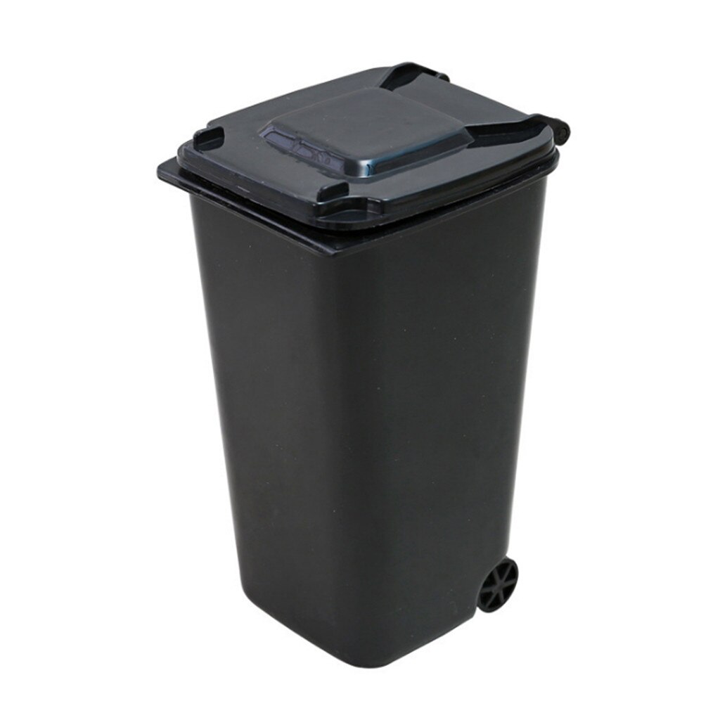 Mini Plastic Trash waste bins Can Storage Bin Desktop Organizer Pen Pencil Holder living room cubo basura reciclaje#A: BLACK