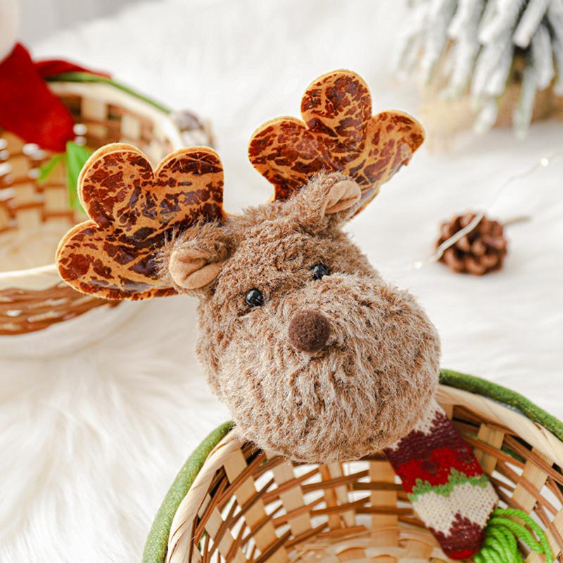 Christmas Ornaments Imitation Bark Candy Basket Old Man Doll Snack Storage Apple Basket Home Decorative Supplies