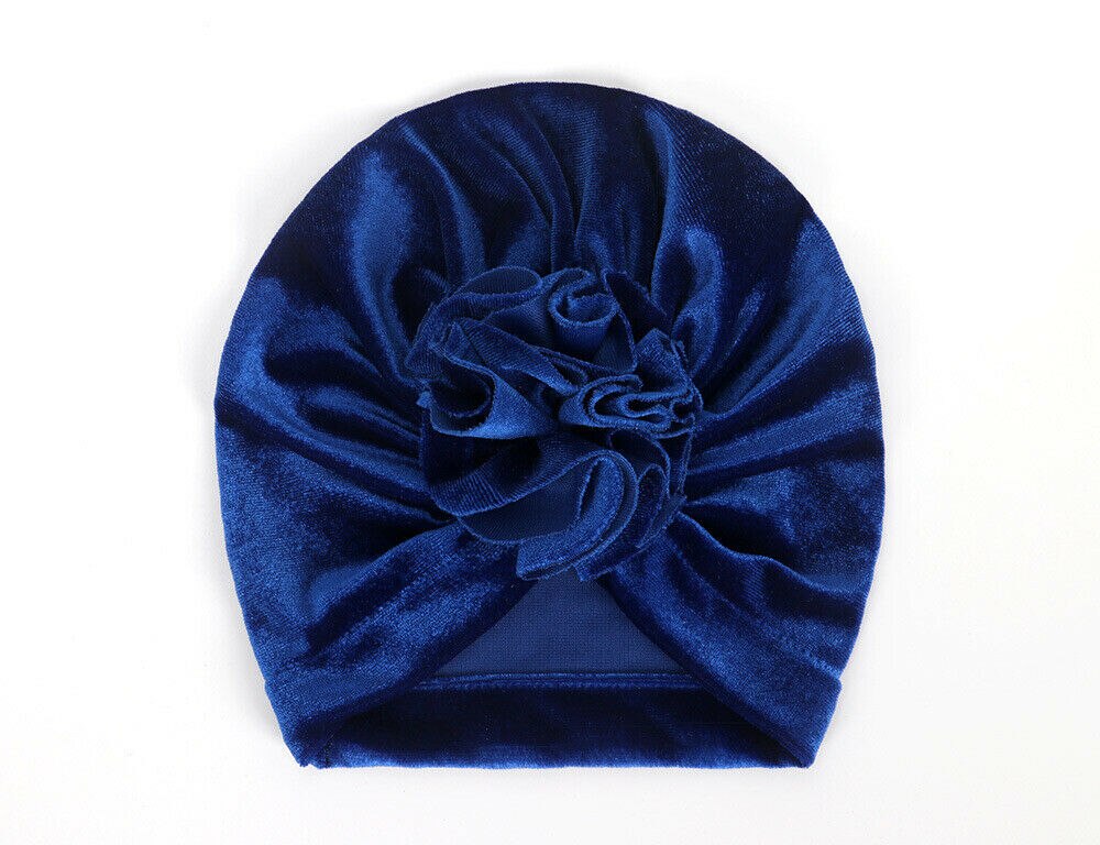 18 farben Kleinkind Baby Mädchen Jungen Hüte Turban Blume Kopf wickeln Kleinkind Mütze Hütte Warme Kappe Stirnband: königlich Blau