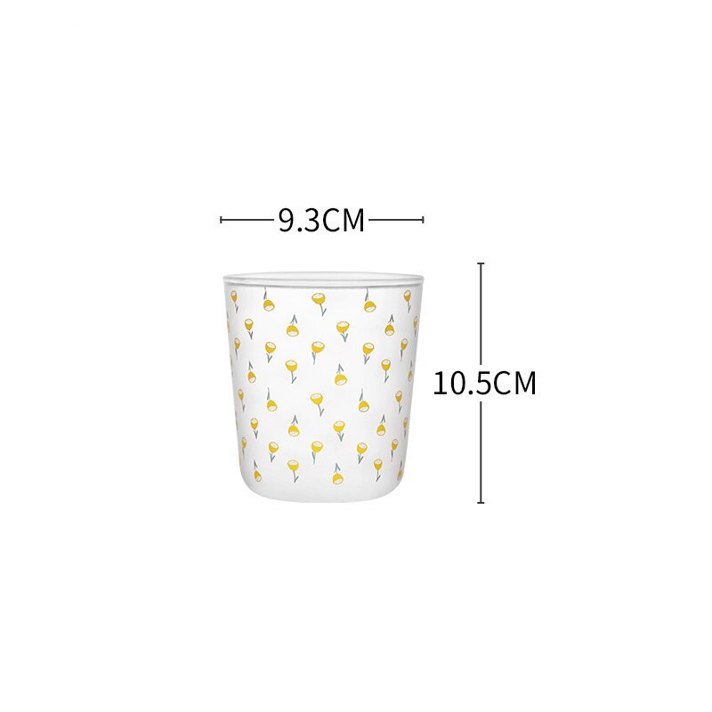 2Pcs Ins Nordic Vintage Transparante Koffie Glazen Beker Hittebestendig Melk Sap Thee Cups Print Thuis Bruiloft Bril: F