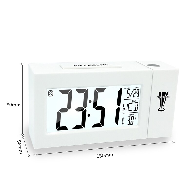 Proyector de rotación con reloj despertador de proyección DE 12/24 H para habitaciones, techo, pared, cocina, proyección, alarma, decoración del hogar, pantalla LCD