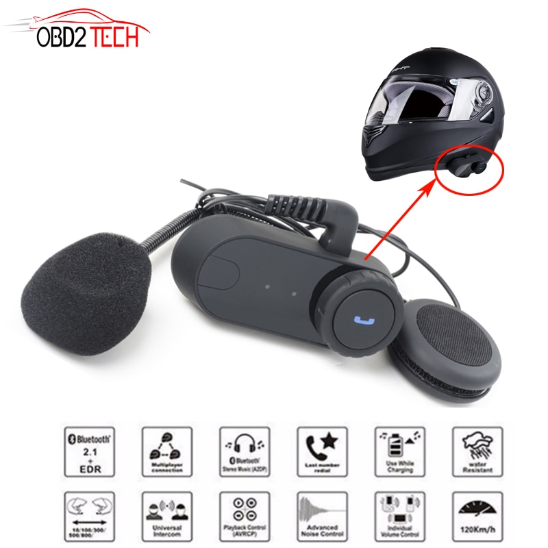 TCOM-VB 800M Bluetooth Motorhelm Intercom Interphone Headset met FM Radio voor paardrijden & skireizen