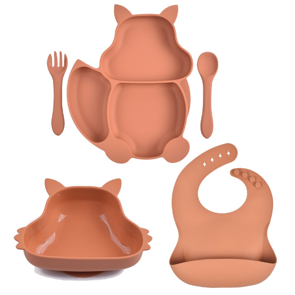 Juego de vajilla de silicona para bebé, platos de grado alimenticio, forma de Animal, plato para niños, sin BPA, antideslizante, 5 unids/set: Y27