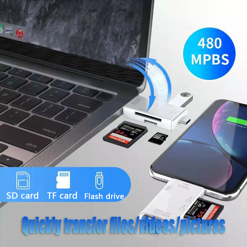 USB 2.0 6 in 1 Card Reader Flash Drive Micro USB TF/SD Card Reader Mobile Phone OTG Adapter Laptop Accessories