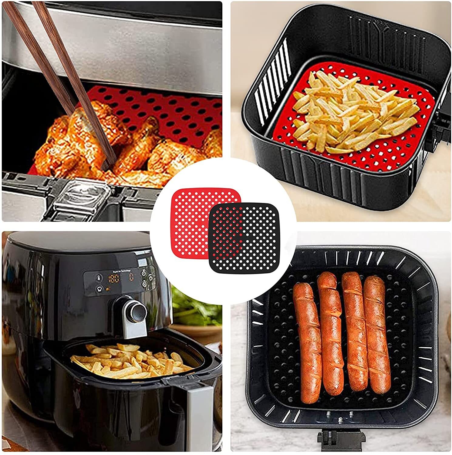 Silicone Air Fryer Liner Reusable Non-Stick Steamer Pad Cooking Mat Air Fryer grilles Air Fryer Baking Papers Bakeware Oil Mats