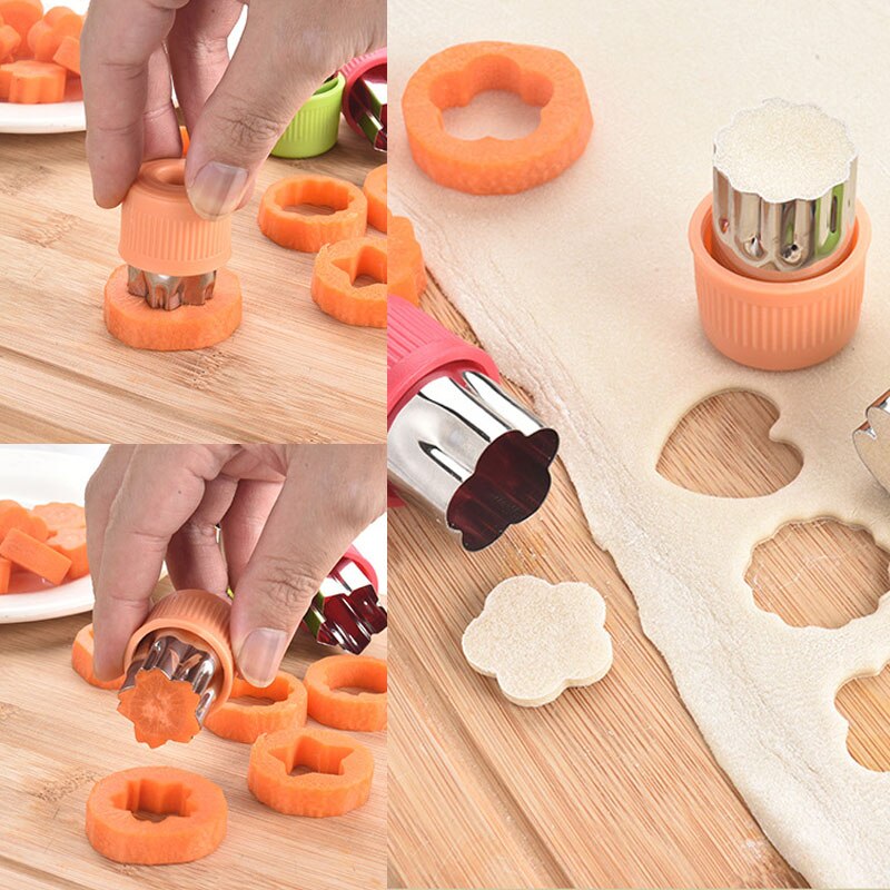 Keuken Gadgets Plastic Handvat Draagbare Ster Hart Vorm Kokhulpmiddelen Rvs Groenten Cutter Fruit Snijden Sterven 3Pcs