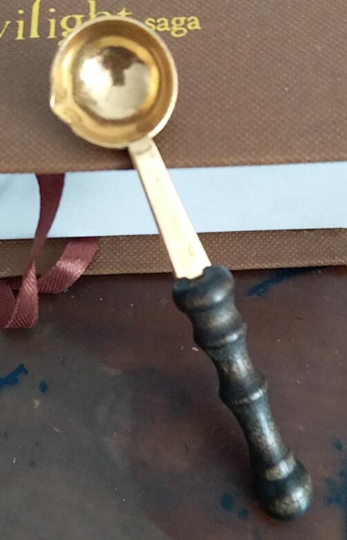 Cuillère pour sceau de cire, Vintage, grande cuillère en bois et laiton, pour sceau d'étoile, bâton de cire, Vino tinto Sellado Sax palillo: 3
