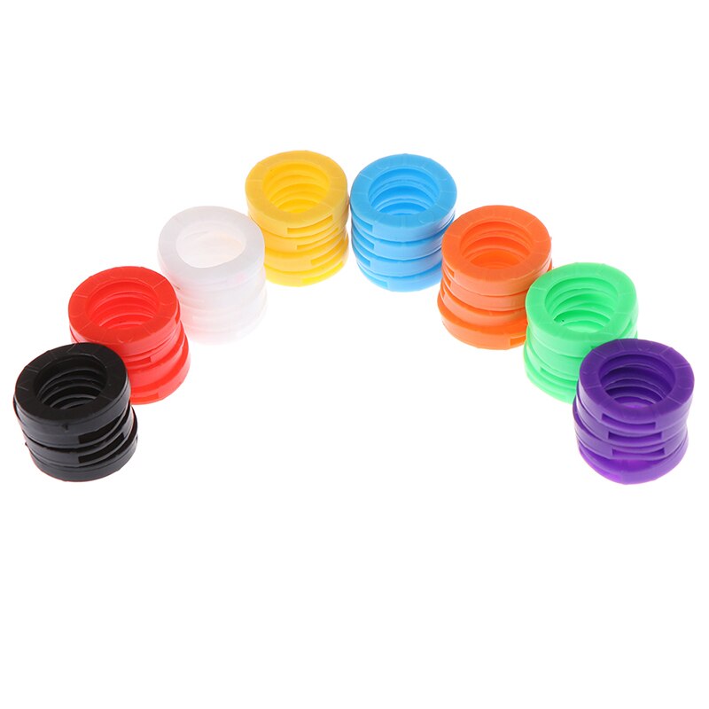 32 stk. hule gumminøgler i blandet farve, runde, bløde, silikone nøgler, låse, hætte, elastisk, topper, nøglering, taske
