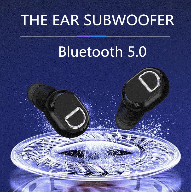 Mini trådløs håndfri bluetooth øretelefon 5.0 stereo in-ear headset med mikrofon sport kører musik øretelefoner til smartphone