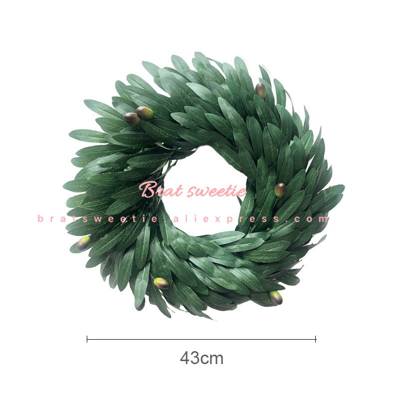 30cm 40cm rosa bröllop blomkrans krans led lampor heminredning prydnadssaker kranshängare jul dörrdekorationer för hemmet: Olivkrans