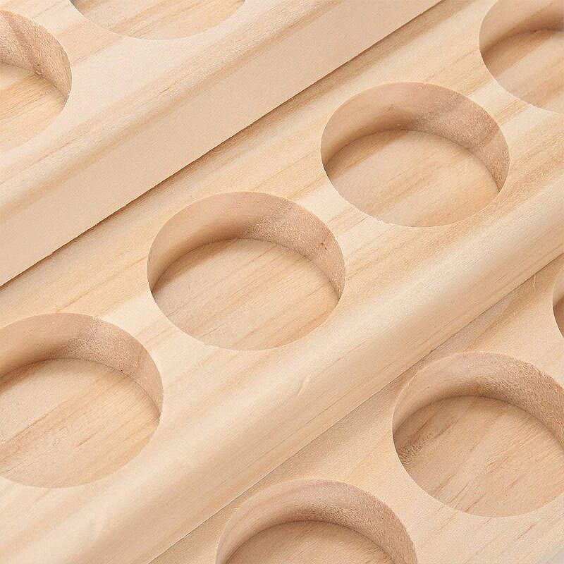 Demonstratie houten displayrek voor etherische olie, handgemaakt, natuurlijk dennenhout