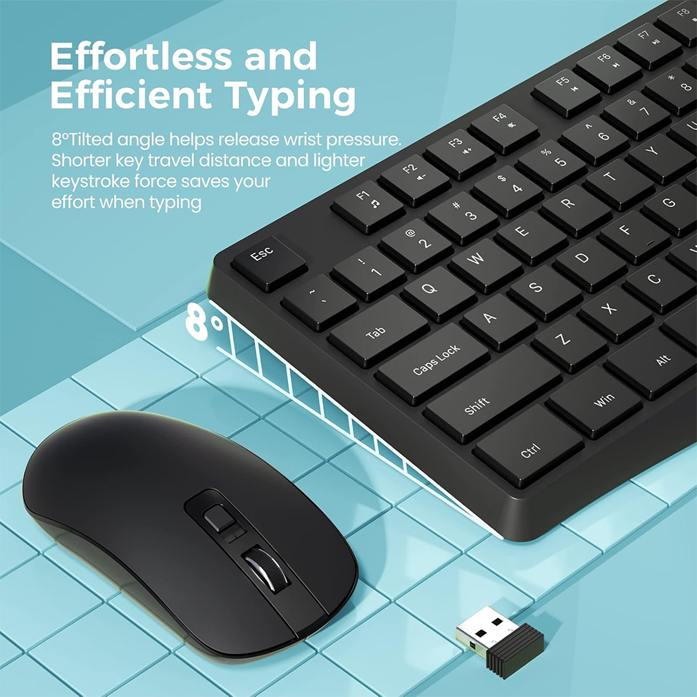Wireless keyboard and mouse combination , , 2,4 g large ergonomic full-size keyboard and mouse , , 3 dpi adjustable wireless usb keyboard and mouse
