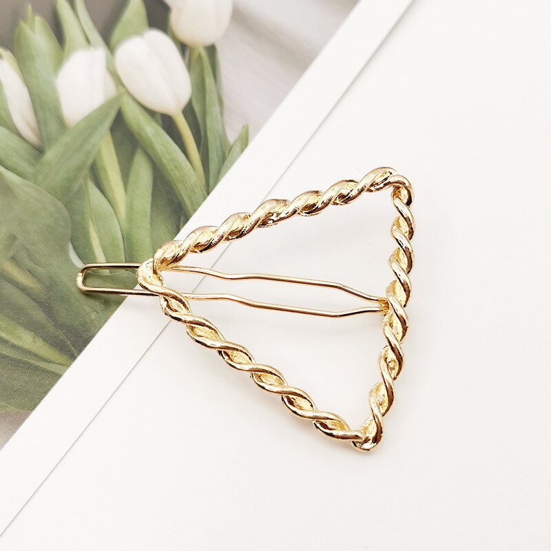 Weven geometrische driehoek haarspeld speld metaallegering cirkel haarspeld haarspeld meisjes vrouw haaraccessoires hoofddeksels: Wit