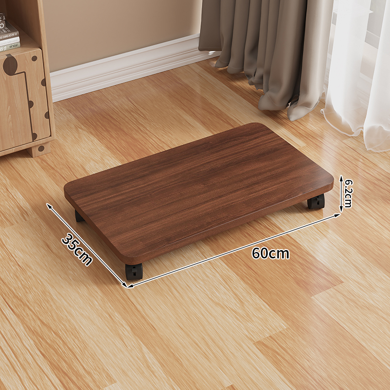 Mobile Storage Box Base with Casters Organizer Box Office Desk under Printer Universal Wheel Braet Kitchen Storage Ra: Walnut color-60*35*6.2cm
