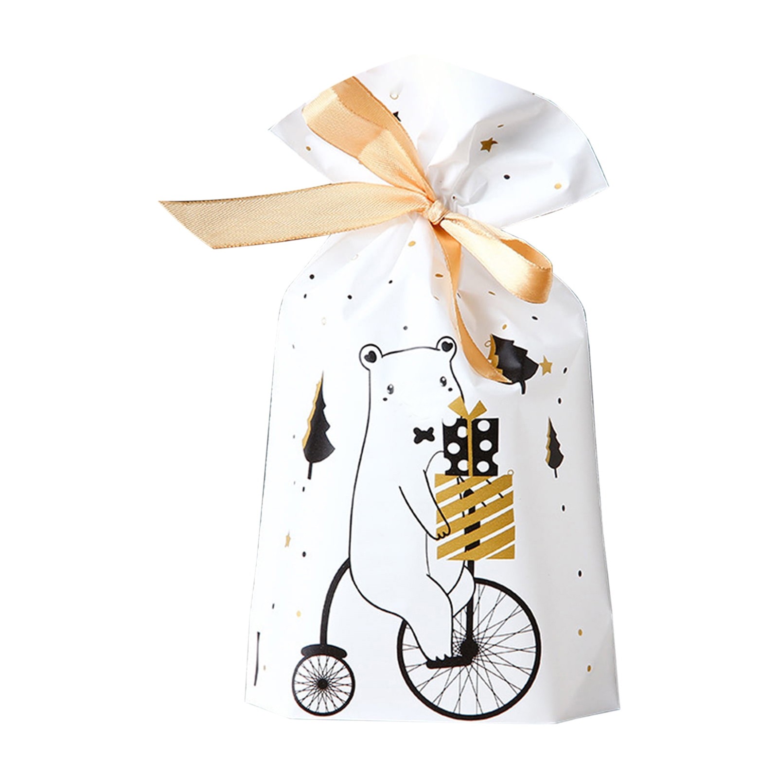 50pcs Christmas Candy Bags Xmas Decorations Santa Bag Navidad Xmas Bags Cristmas Cookies Packing Bag 15x23.5cm: MULTI