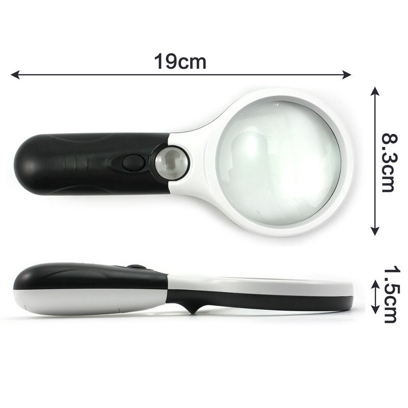 Handheld Magnifier Glass Lens With LED Light 45X Magnification Reading Fine Work