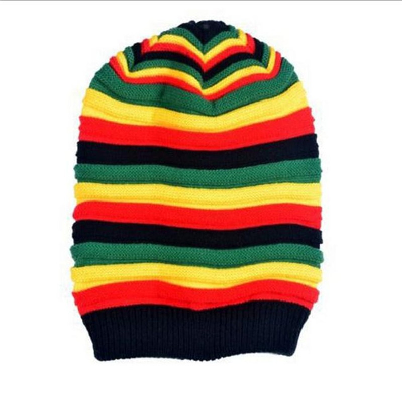 Jamaica Reggae Gorro Rasta Stijl Cappello Hip Pop Mannen Winter Hoeden Vrouwelijke Rood Geel Groen Zwart Fall Vrouwen &#39;S Knit Cap