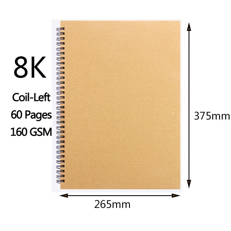 Cuaderno de bocetos , papel grueso, cuaderno en espiral de 160GSM, suministros escolares de arte, Bloc de notas de dibujo con lápiz: Naranja