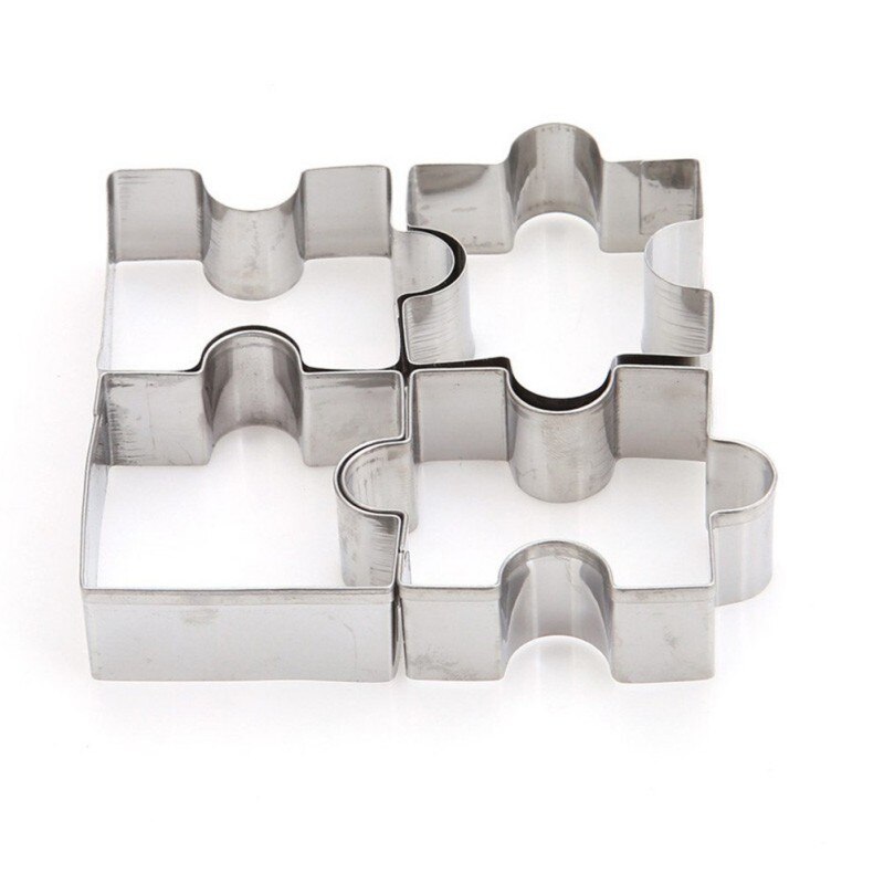Hyuga Puzzle en acier inoxydable | 4 pièces/ensemble, cadre pour biscuits, moule pâtisserie Biscuit Dessert, Fondant sucre, pâtisserie artisanale