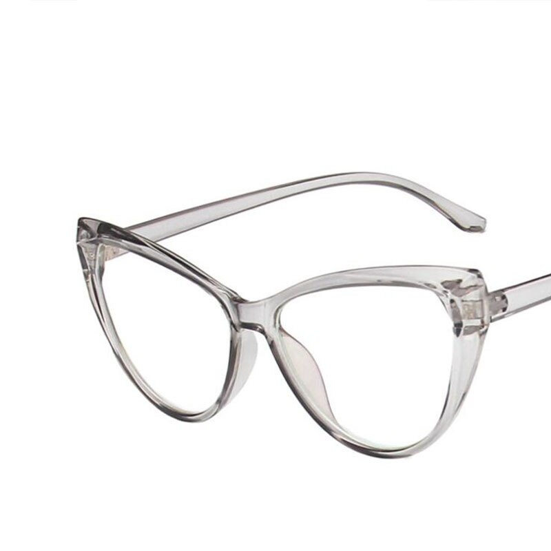 Oulylan Sexy Cat Eye Eyeglasses Frames Women Anti Blue Light Glasses Frame Brand Vintage Clear Prescription Eyewear: Gray