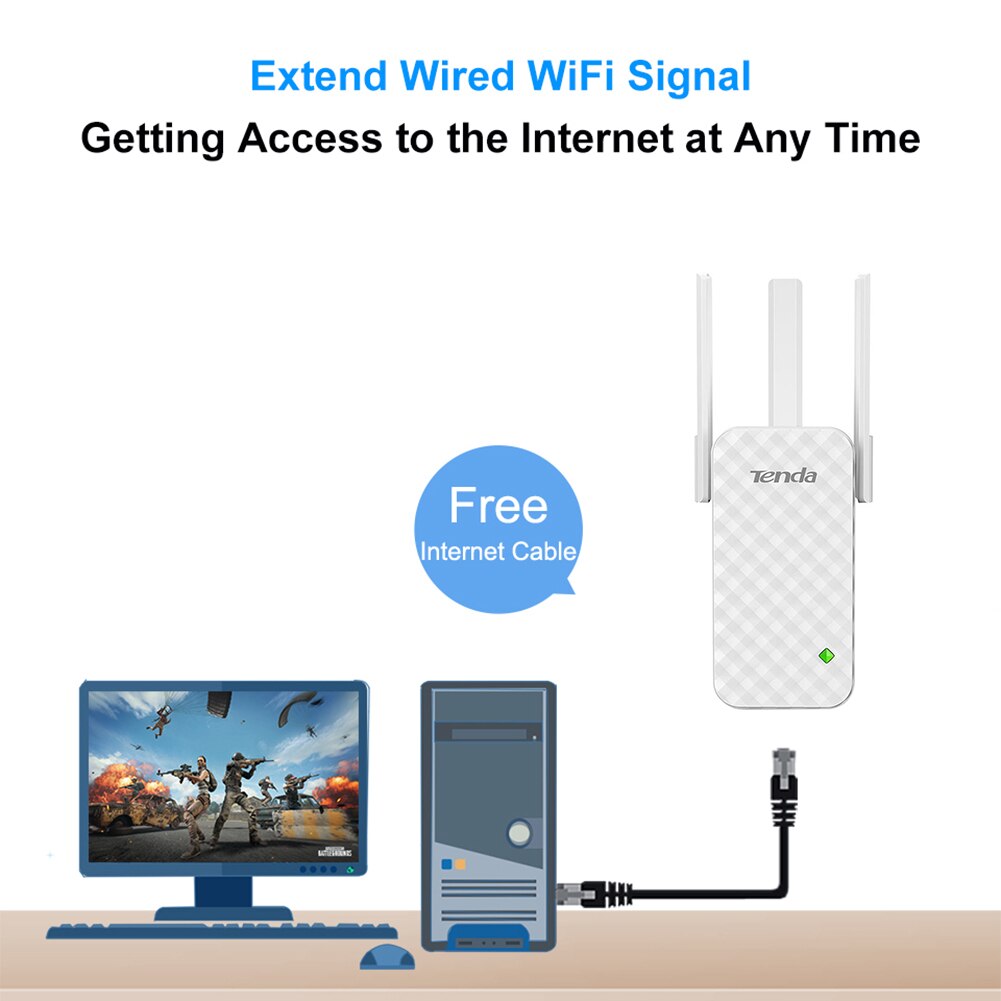 Tenda A12 300Mbps Wireless WIFI Repeater Range Extender Signal Booster 3 Antenna Full house cover High compatible with router