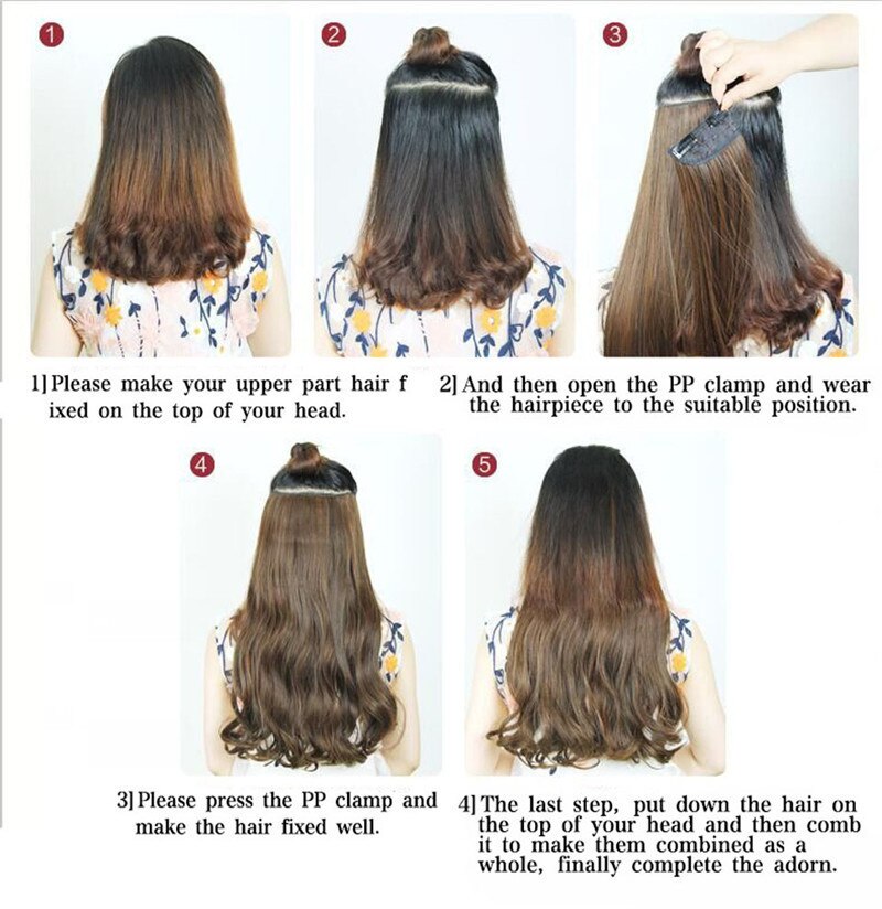 Gres Women 24inch Long 5 Clip-in Hair Pieces Wavy Grey Ombre Synthetic Hair Extensions High Temperature Fiber Smoky Gray Color