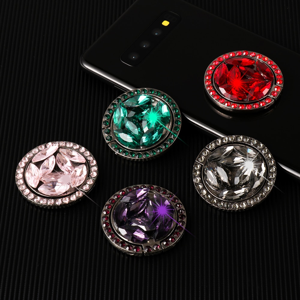 Universele Luxe Crystal 360 Roterende Vinger Ring Stand Houder Voor Mobiele Telefoon Tablet Auto Telefoon Houder